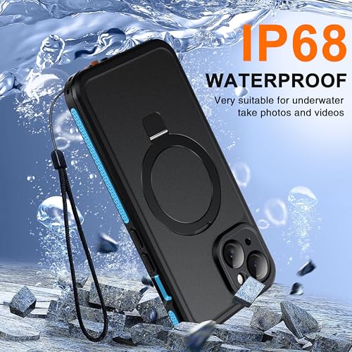 Oterkin Magnetic Stand for iPhone 15 Case Waterproof IP68, Blue - color: Blue, size: iPhone 15 6.1''