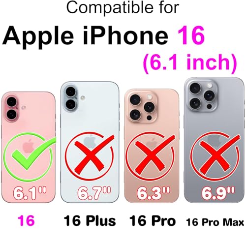 for iPhone 16 Wallet case, Black | 3 Card Holders, Kickstand, Shockproof TPU Shell, PU Leather, Magnetic Closure, Protective Flip Folio Cover, Women - color: 3