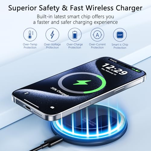 20W Wireless Charger, Wireless Charging Pad 20W Wireless Fast Charger Compatible with iPhone 17/17 Pro Max/16/15/14/13/12//11 Series; Samsung Galaxy S25/S24/S23/S22/S21/S20, AirPods Pro 3