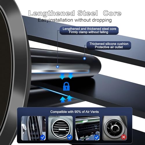 Mini Aluminum Alloy Car Vent Phone Mount Holder - N52 Super Strong Magnet Universal Compatible with for iPhone 17 Pro/16/15/14, Samsung Galaxy, iPad & mini Tablets - 2 Pack (Black)