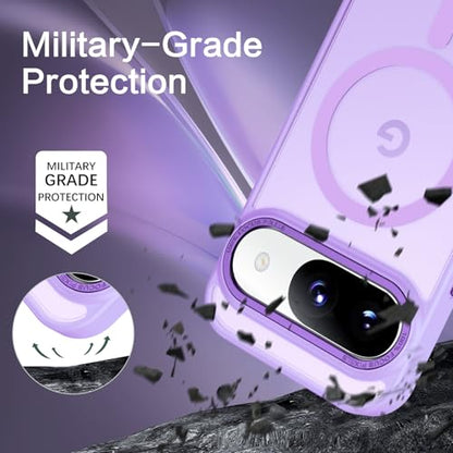 BENTOBEN for Google Pixel 9 Case [Compatible with Magsafe] Translucent Matte Magnetic Pixel 9 Case Slim Fit Shockproof Women Men Girls Boys Protective Phone Cases for Google Pixel 9 6.3", Light Purple - color: Light Purple