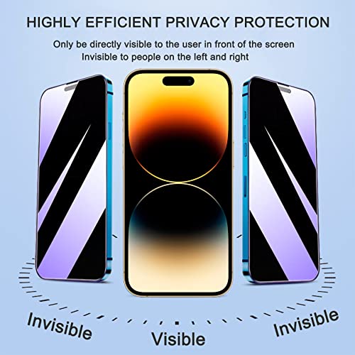 2 Pack Compatible with iPhone 14 Pro Privacy Screen Protector, Anti-Spy Anti-Blue Light Eye Protection Tempered Glass Film, Scratch Resistant, Full Coverage, Case Friendly - size: for iPhone 14 Pro