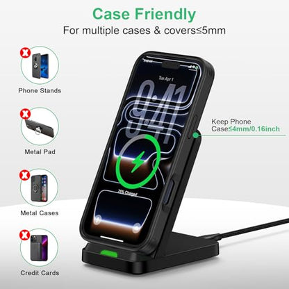 Wireless Phone Charger Android Stand for Android Samsung S26 Ultra/S26+/S26 - color: Black