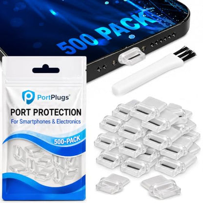 USB C Dust Plugs 500 Pack, Easy Grip Tabs, Case Friendly, Clear Bulk Pack - color: Clear, size: 500 Pack
