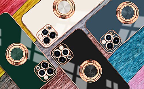 Compatible with iPhone 13 Rose Gold Case for Women Girls - Kickstand Ring Holder 360 TPU Rotation with Stand, Glitter Plating Edge, Magnetic Mount - Slim Luxury Girly Cover Gray - color: Gray, size: iPhone 13