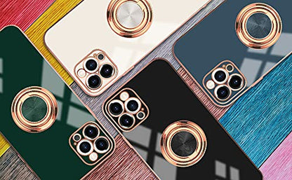 Compatible with iPhone 13 Rose Gold Case for Women Girls - Kickstand Ring Holder 360 TPU Rotation with Stand, Glitter Plating Edge, Magnetic Mount - Slim Luxury Girly Cover Gray - color: Gray, size: iPhone 13