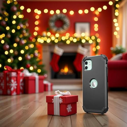 IDweel for iPhone 11 Case with Tempered Glass Screen Protector,Hybrid 3 in 1 Shockproof Slim Heavy Duty Protection Hard PC Cover Soft Silicone Bumper Full Body Case, Black - color: Black
