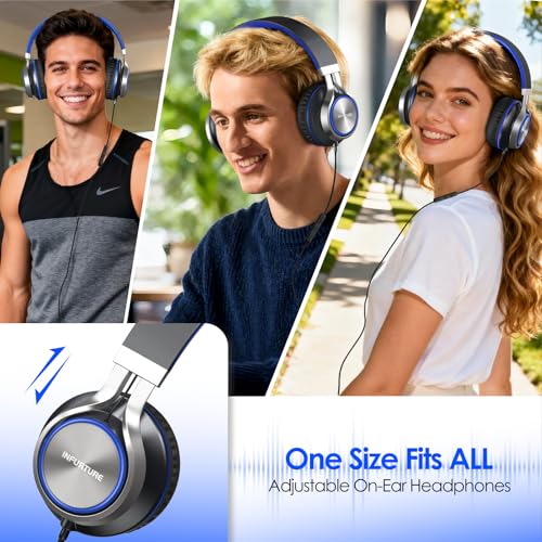 INFURTURE USB C Headphone for Kids & Adults Over-Ear Headphone with HD Mic - color: Blue