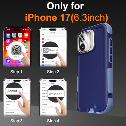 Follaroma Magnetic for iPhone 17 Case with Camera Stand, Blue-Purple, 6.3" | Built-in Glass Camera Cover,Compatible with MagSafe,Heavy Duty Shockproof Protective,Military-Grade Anti-DropDual Layer Cover - color: Blue-Purple, size: iPhone 17 6.3''