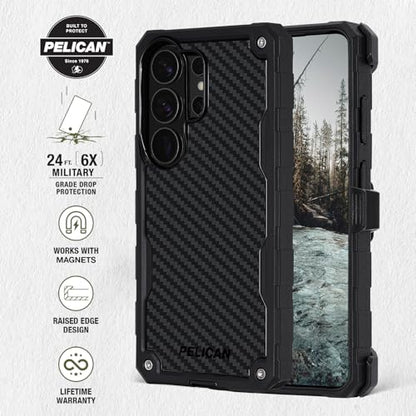 Pelican Shield Samsung Galaxy S26 Ultra Case - Rugged Phone Case - Carbon | Magnetic & Wireless Charging Case w/24ft Military-Grade Drop Protection & Belt Clip Holster for Samsung Galaxy S26 Ultra - color: Carbon, size: Samsung Galaxy S26 Ultra