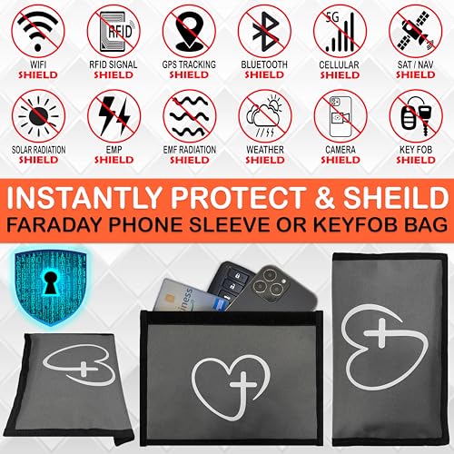Gecko Travel Tech Faraday Bag Anti-Tracking GPS RFID Car Key Signal Blocker Wallet Shielding Pouch Protective Case for Cell Phone Car Key FOB, Data Privacy, Electronic Device Security (CROSS) - color: CROSS