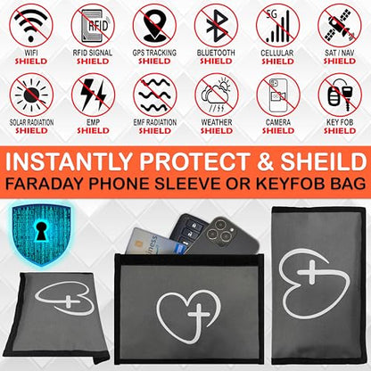Gecko Travel Tech Faraday Bag Anti-Tracking GPS RFID Car Key Signal Blocker Wallet Shielding Pouch Protective Case for Cell Phone Car Key FOB, Data Privacy, Electronic Device Security (CROSS) - color: CROSS