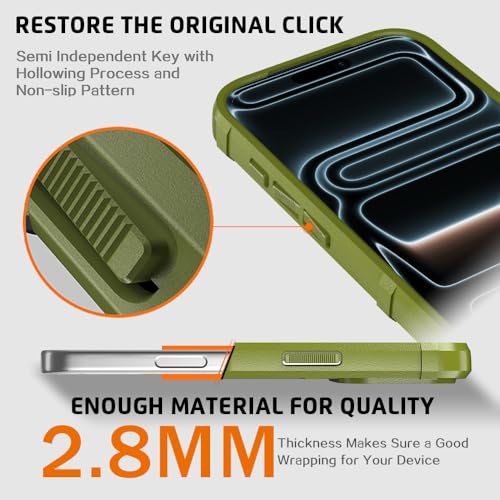 Rugged Shield Case for iPhone 17 Pro (6.3"), 8ft Military Drop Proof, Wear Resistant Tactical Cover, Army Green - color: Army Green, size: iPhone 17 Pro