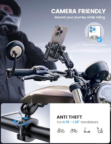 Lamicall Motorcycle Phone Mount Holder - [All Metal] [Anti Shake] - color: Black