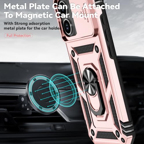for iPhone 17 Case, with Slide Camera Cover HD Screen Protector [Military Grade 16ft. Drop Tested] Ring Holder Kickstand Protective Phone Case for Apple iPhone 17, Rose Gold - color: Rose Gold w/ Slide Camera 2nd gen. Military Grade