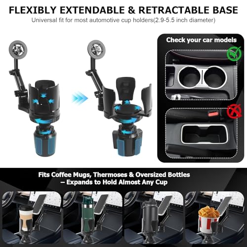 Frani Car Cup Holder Expander with Magnetic Phone Mount