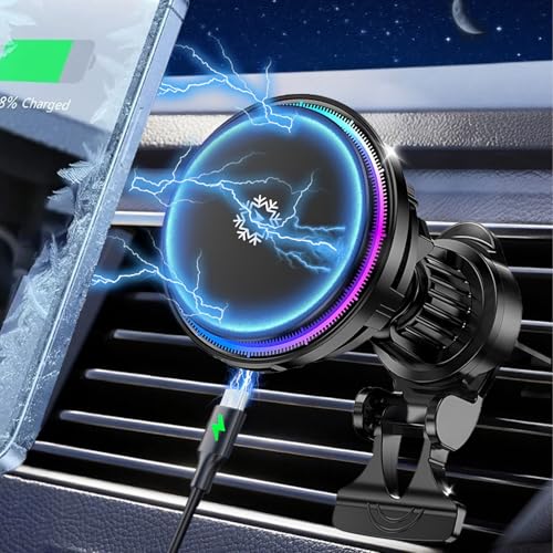 for MagSafe Car Mount Charger TEC Fan Cooling Magnetic Wireless Car Charger - color: Black 1