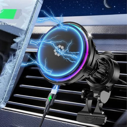 for MagSafe Car Mount Charger TEC Fan Cooling Magnetic Wireless Car Charger - color: Black 1