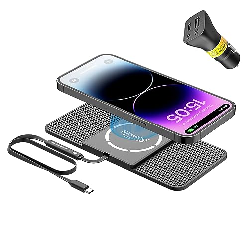 Magnetic Wireless Car Charger Charging pad,POLMXS 15W Fast Wireless Phone Charger car Cell Phone coldless Charging mat Compatible with iphone12/13/14/15 Series airpod (C11L)