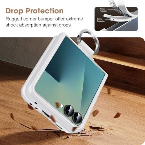 Z Flip 7 Case for Samsung Galaxy Z Flip7 5G, Ring Case for Women Silky Touch Slim Hard PC Matte Back Cover Ultra Thin Z Flip 7 Phone Case Anti-Scratch Protective Cases for Samsung Z Flip 7 5G (White) - color: White
