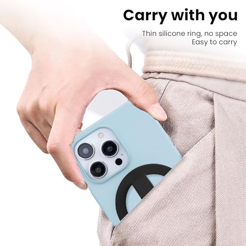 Magnetic Silicone Phone Grip Ring Holder Compatible with MagSafe Phone Case - color: Black
