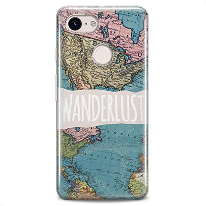 TPU Case Compatible for Google Pixel 9 8 Pro 7a 6a 5a XL 4a 5G 2 XL 3 XL 3a Flexible Silicone Print Quote Globe Journey Trip Clear Traveling Girls Slim fit Wanderlust Soft Design Cute Map - color: Map Print