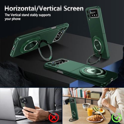 Magnetic Case for Samsung Galaxy Z Flip 3, [Compatible with MagSafe] Military Grade Shockproof Slim fit Samsung Z Flip 3 Phone Case with Magnetic Ring Kickstand, Green - color: Green, size: Samsung Galaxy Z Flip 3