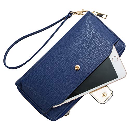 K . A Womens Wristlet Wallet Crossbody Bag Cellphone Purse Handbag RFID Card Slots 2 Strap Wrist - color: Blue
