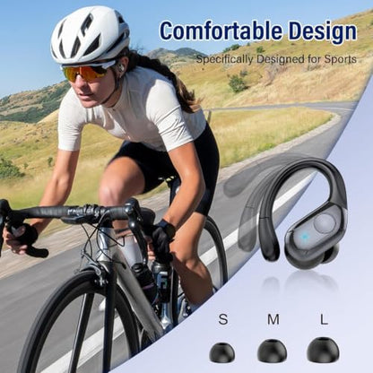 Qecnato 75H Sports Wireless Earbuds Bluetooth 5.4 Headphones Stereo, Black