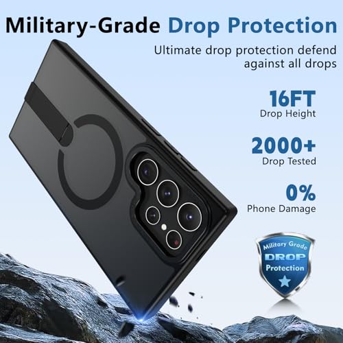 for S22-Ultra Case Compatible with MagSafe, Durable Stand, Black - color: Black, size: Galaxy S22 Ultra 6.8"