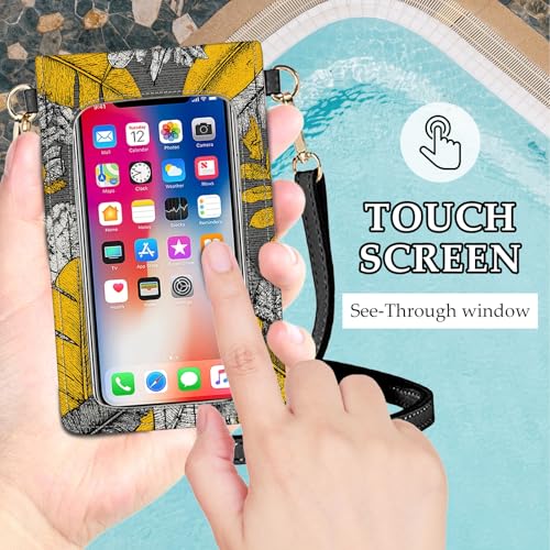 Small Crossbody Bags for Women Touchscreen Cell Phone Bag Cross Body Purses with adjustable Strap,Gifts For Teenage Girls - color: Tropical Leaf Wolf Silhouette