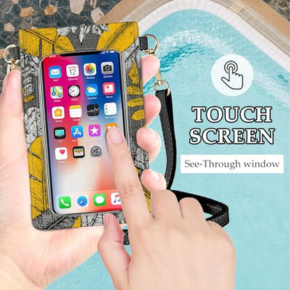 Small Crossbody Bags for Women Touchscreen Cell Phone Bag Cross Body Purses with adjustable Strap,Gifts For Teenage Girls - color: Tropical Leaf Wolf Silhouette