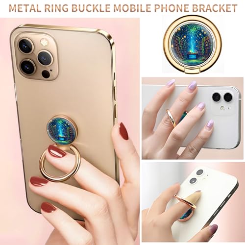 Cell Phone Ring Holder, Cute Metal Phone Grip Stand Finger Ring Kickstand, Flexible 360°Rotation Phone Tablet Case Accessories Compatible with Most Phones Forest Book Shelf - color: Forest Book Shelf
