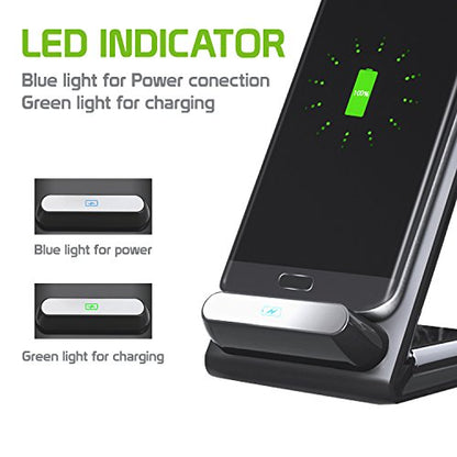 Dual Coil Wireless Charger, 10W Max Wireless Charging Pad, Compatible for iPhones, Samsung Galaxy Smartphones, Google Pixels (Fast Charger Stand)