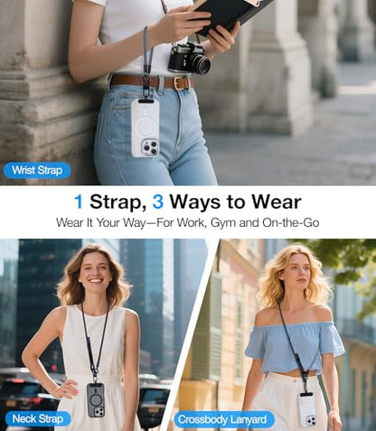 Phone Lanyard Crossbody, 3-in-1 Neck Strap& Wrist Strap, Adjustable Anti-Theft Lanyard with 2 Phone Tether Tabs, Universal Cell Phone Strap for All Case,Travel Essential, Pink - color: 7-pink