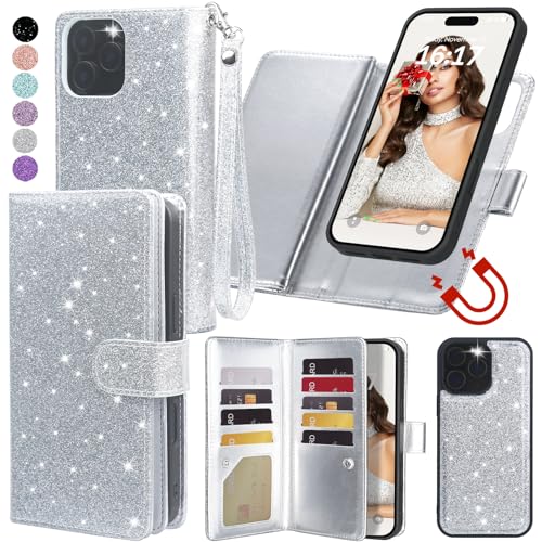 Varikke for iPhone 16 Pro - Case Wallet Magnetic Detachable, Silver - color: (Standard) Silver, size: iPhone 16 Pro 6.3"