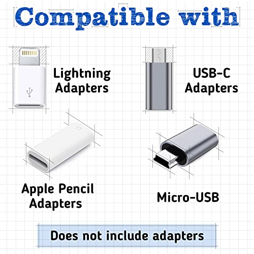Cozy Charging Cable Keeper Adapter Tether Holder Compatible with Apple Pencil USB-C Micro USB, Keychain, Car, Travel, Black, 5-Pack - color: Black