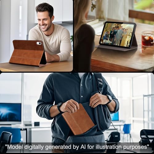 Gexmil Leather Case for iPad mini 7 A17 Pro/iPad mini 6 Gen 8.3 Inch - color: Vegetable Tanned Brown