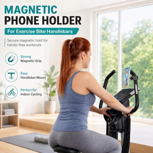 Heavy Duty Magnetic Phone Mount for Gym & Spin Bikes, N52 Clamp for Peloton/Treadmill/Stroller/Golf Cart, 360° Rotatable, Compatible with MagSafe iPhone 12-17 - color: green