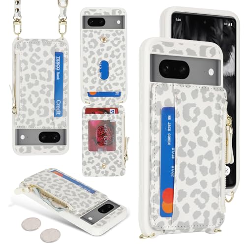 Cavor Compatible with Google Pixel 7 Case Wallet, Leopard White - color: Leopard White, size: Google Pixel 7