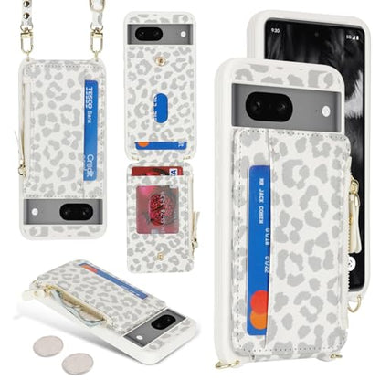 Cavor Compatible with Google Pixel 7 Case Wallet, Leopard White - color: Leopard White, size: Google Pixel 7
