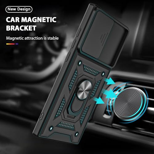 for Galaxy Note 20 Ultra Case, with Self Healing Flexible TPU Screen Protective [2 Pack] & Slide Camera Cover, 360°Rotation Ring Kickstand [Military Grade] Case. (Black) - color: N-Black