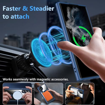 Hensinple for Samsung Galaxy S22 Ultra Case Magnetic, Galaxy S22 Ultra Phone Case [Compatible with Magsafe] Wireless Charging Translucent Back Shockproof Cover Case6.8 Inch, Blue - color: Blue-S22 Ultra, size: Galaxy S22 Ultra 6.8 inch