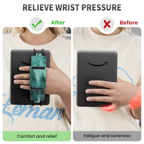 MoKo 2 Pack Hand Strap for 6-8" Kindle eReaders Tablets, Emerald+Forest - color: Emerald+Forest Green