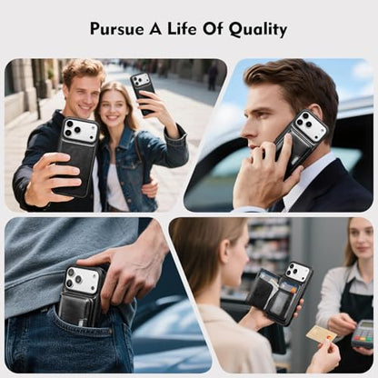 Antsturdy Compatible with MagSafe iPhone 17 Pro Wallet Case,Black | 2 in 1 Detachable Magnetic,Credit Card Holder Slots,RFID Blocking,PU Leather,Kickstand,Flip Folio Phone Cover for Men & Women - color: Black, size: iPhone 17 Pro - 6.3"
