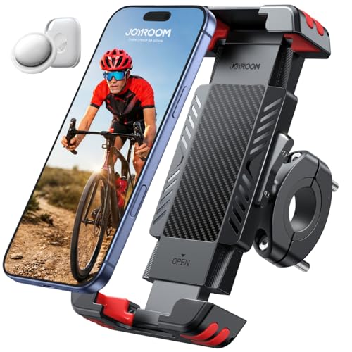 JOYROOM Bike Phone Holder with Tracker Storage, Ebike Bicycle Phone Mount - color: Red