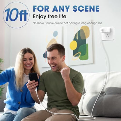iPhone 17 Pro Max Charger Fast Charging, 40W Dual USB C Fast Charger - color: White, Dual USB-C ports, size: 10ft