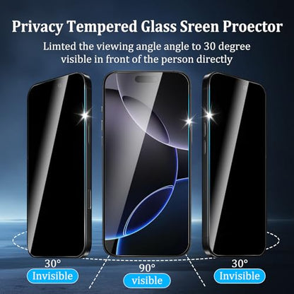 3 Pack Privacy Screen Protector for iPhone 17 Pro - size: iPhone 17 Pro 3PCS