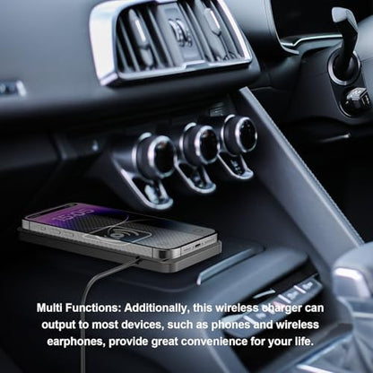 Tangxi Wireless Car Charger Charging Pad, 15W Non Slip Fast Charger Flat Mat, Compatible with iOS 11/12/13/14/15/16/17, S 21/22/23/24/25