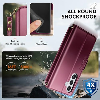 for Samsung Galaxy S26 Wallet Case with Card Holder RFID Blocking PU Leather Zipper Phone Case Flip Folio Protective Cover Wrist Strap Credit Card Slots Kickstand Men Women,Wine Red - color: Wine Red, size: Samsung Galaxy S26 - 6.3"